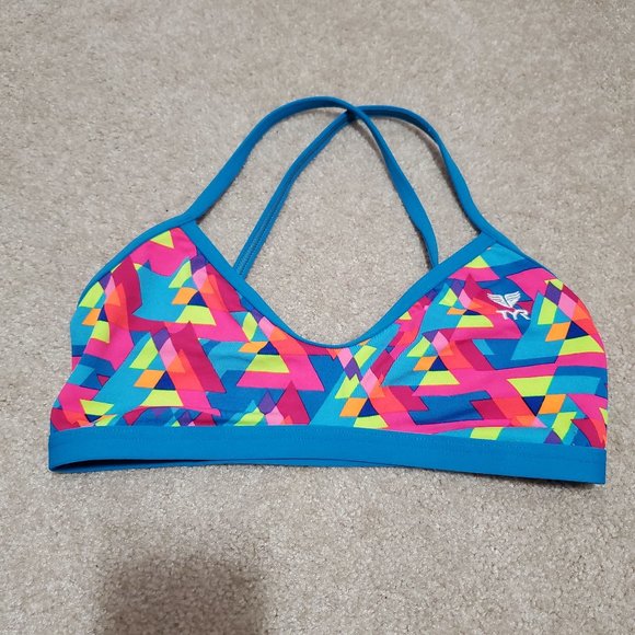TYR / XS / Women's Le Reve Mojave Neon Geometric Racerback Pullover Bikini Top - Picture 2 of 9